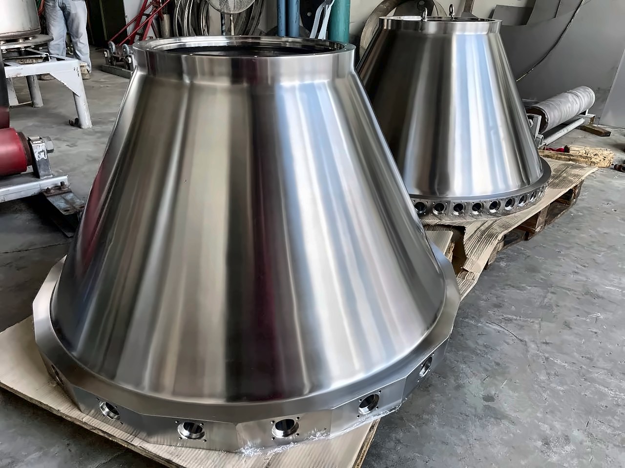 Fabricated stainless steel conical vessel sections