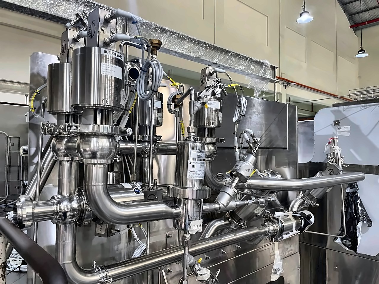 Pharmaceutical skid assembly during installation